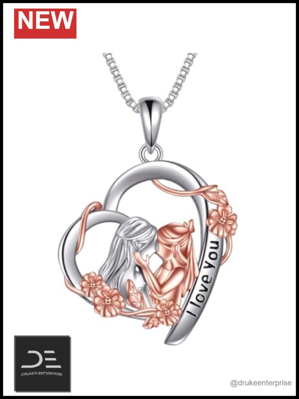 Mother Daughter Heart Necklace Dual Color Love Pendant Jewelry